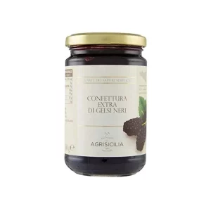 Tarro de Confettura Extra di Gelsi Neri di Sicilia – Agrisicilia, mermelada italiana de moras negras con origen 100% siciliano