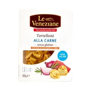 Tortellini sin gluten rellenos de carne – Le Veneziane 250g, pasta italiana apta para celíacos.