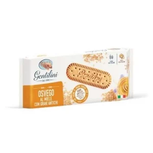 Paquete Gentilini Osvego Miel, galletas italianas integrales con miel, crujientes y nutritivas